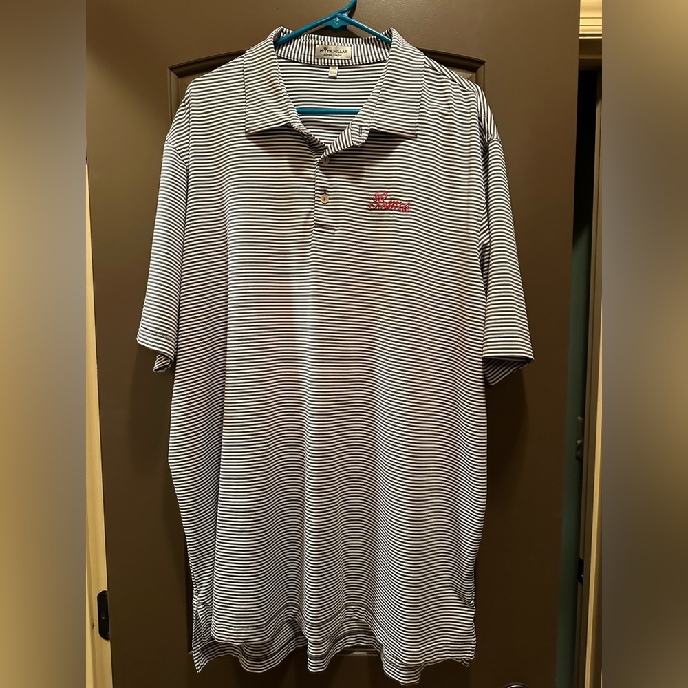 Peter Millar Black and White Striped Polo